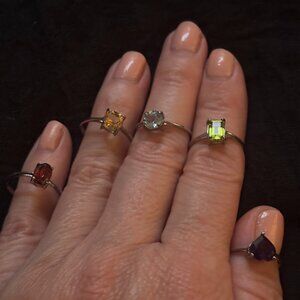 Five Colored Gemstone Ring Set